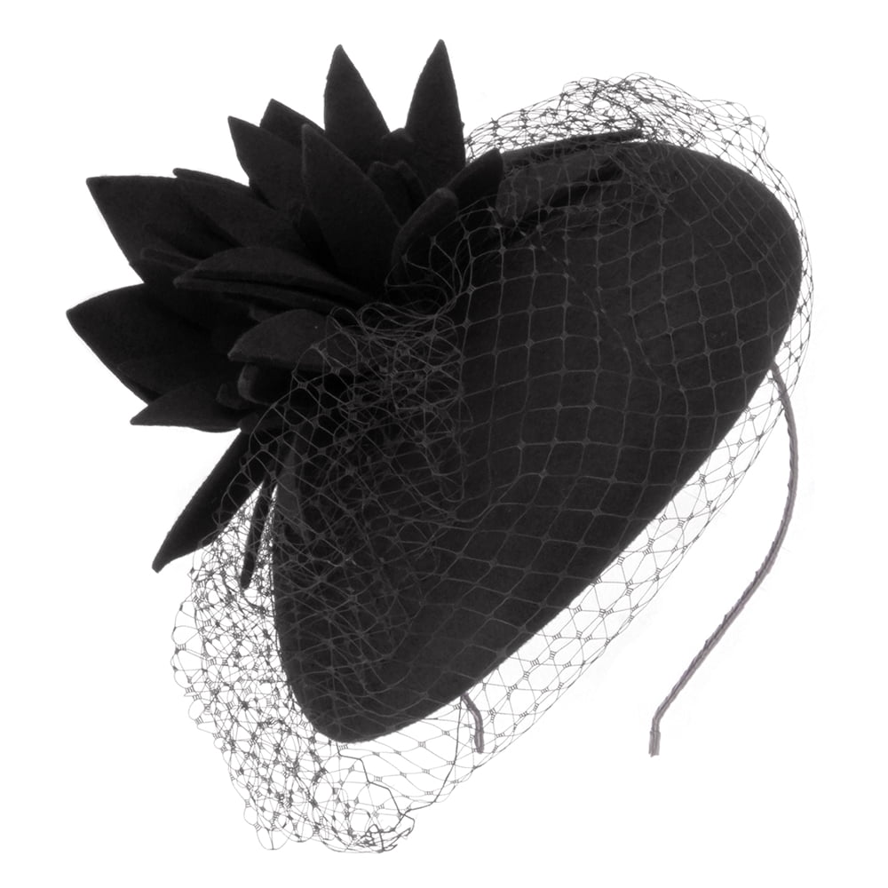 Sombrero Pillbox Miriam con velo de Failsworth - Negro