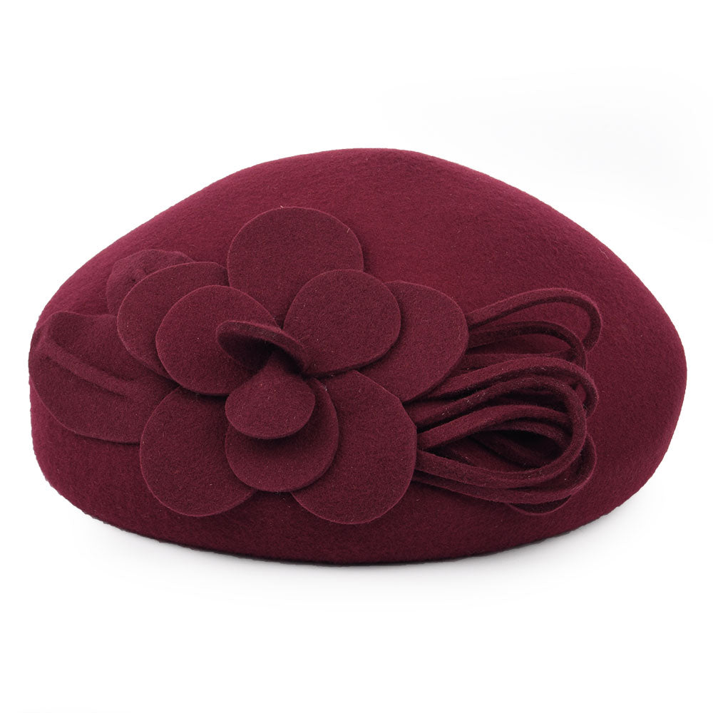 Sombrero Pillbox Flower de Failsworth - Merlot