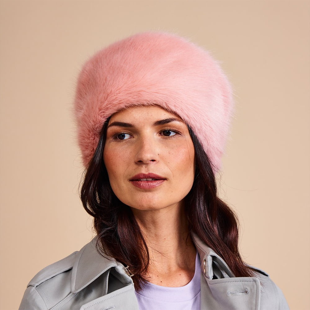 Sombrero Pillbox Invierno de piel sintética de Helen Moore - Rosa Violáceo