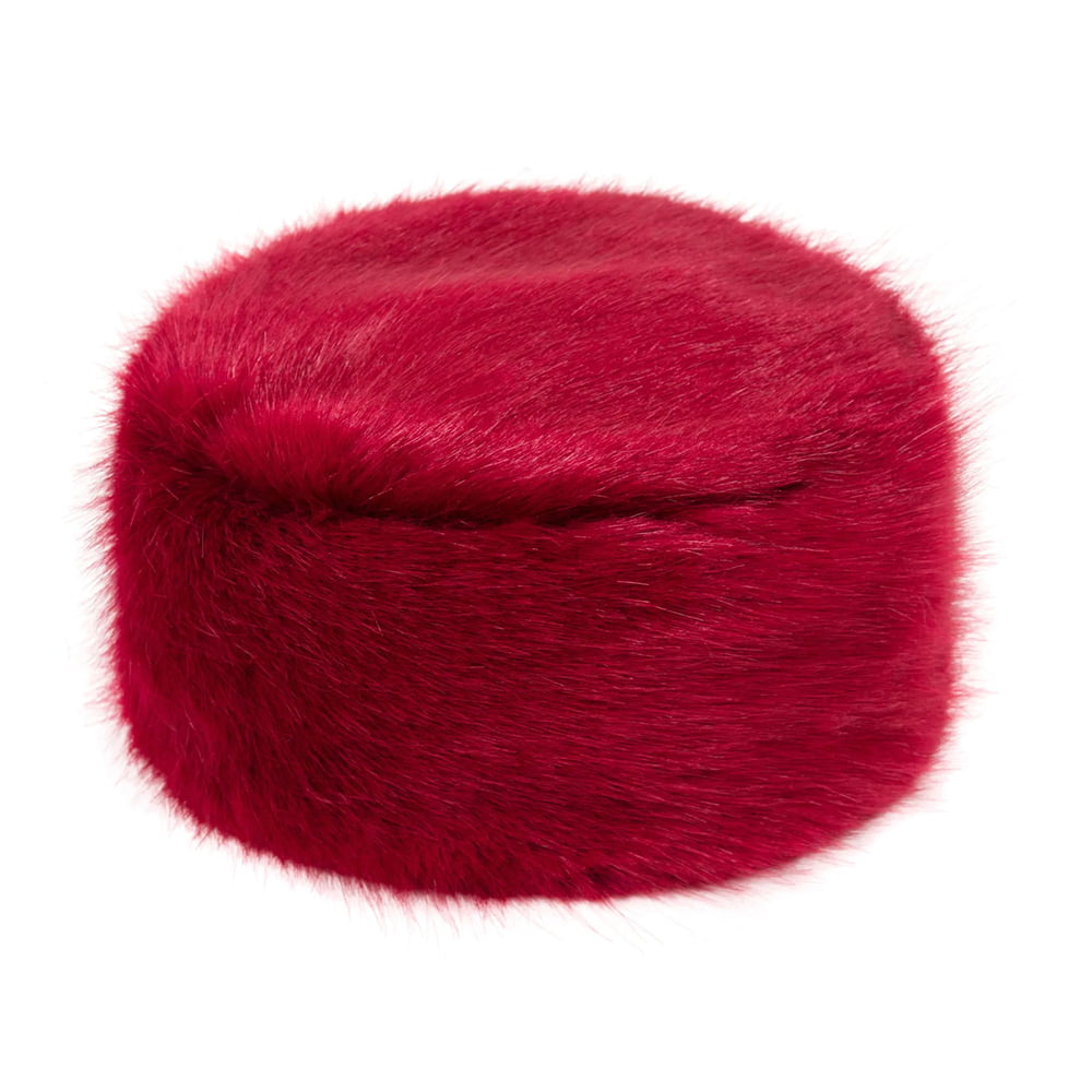 Sombrero Pillbox Invierno de piel sintética de Helen Moore - Carmin