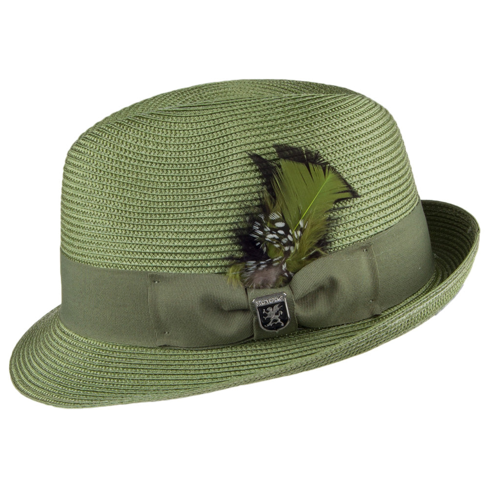Sombrero Trilby Pinch Crown de paja toyo de Stacy Adams - Salvia