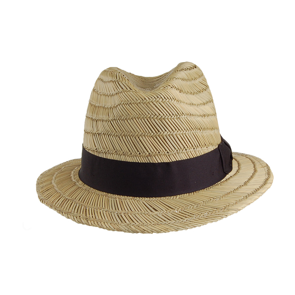 Sombrero Fedora Rollins de paja de Brixton - Natural-Negro