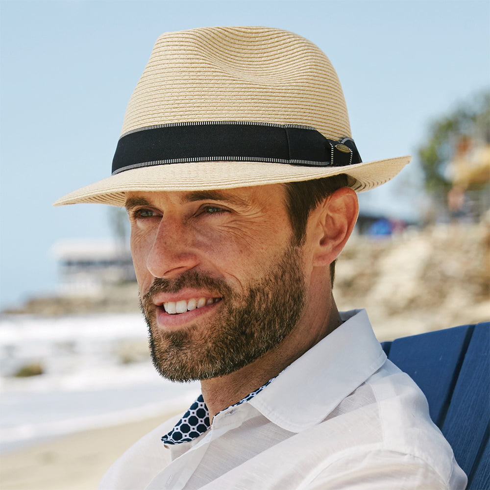 Sombrero Fedora Wyatt de paja toyo Trenza fina de Scala - Natural