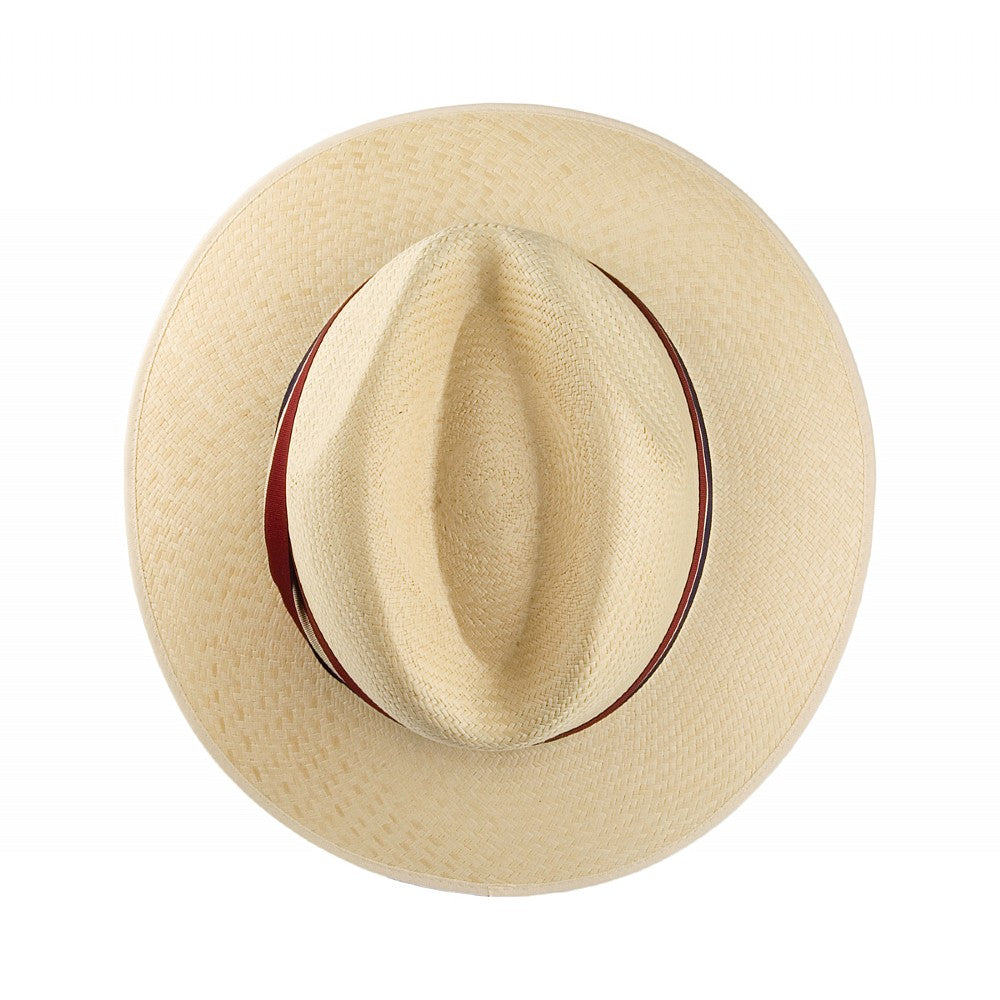 Sombrero Fedora Panamá Safari con banda decorativa a rayas de Olney