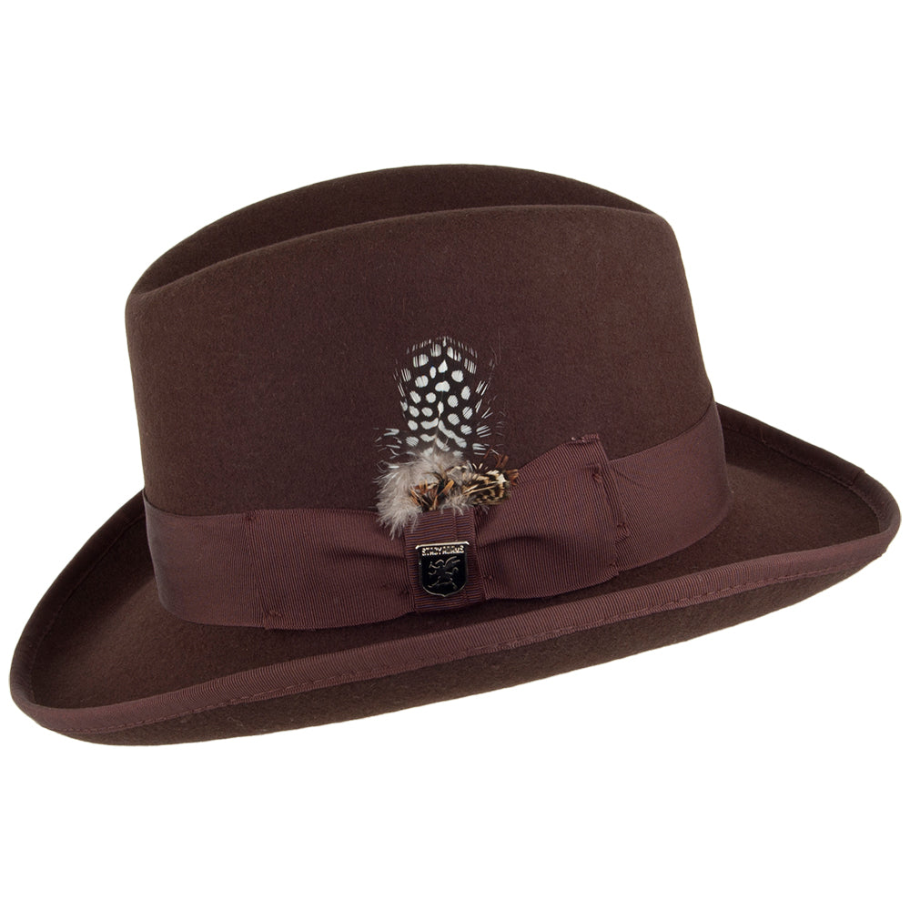 Sombrero Homburg de fieltro de lana de Stacy Adams - Marrón
