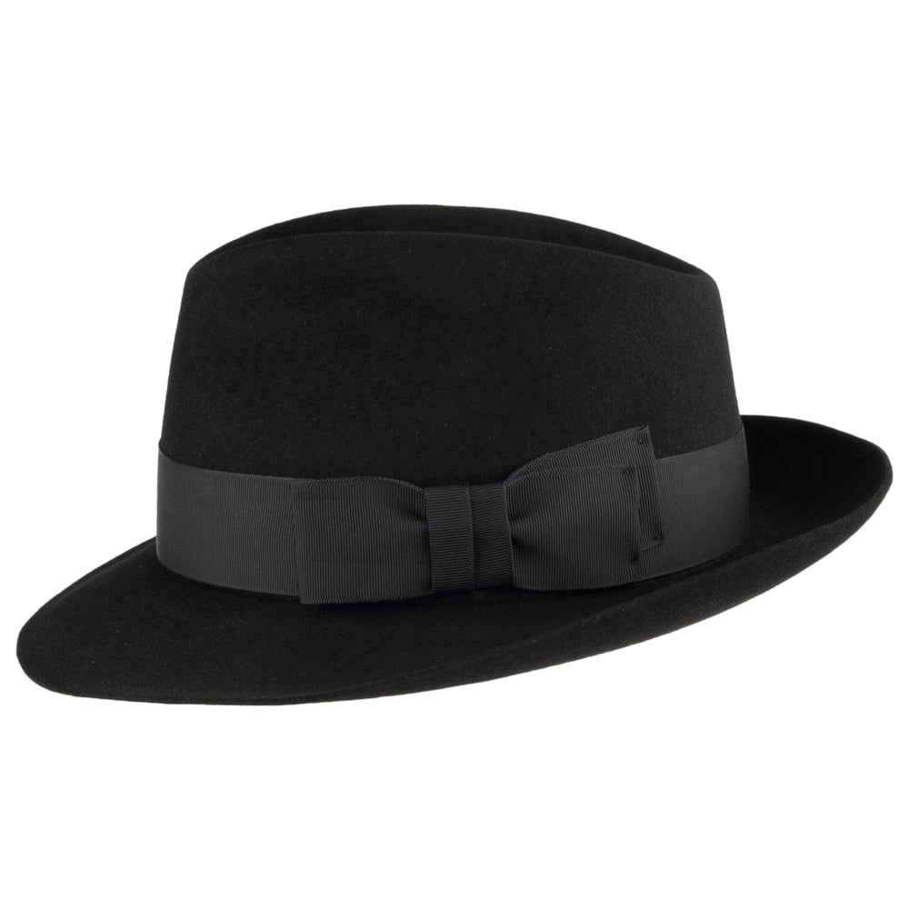 Sombrero Trilby Bond de fieltro de piel de Christys - Negro