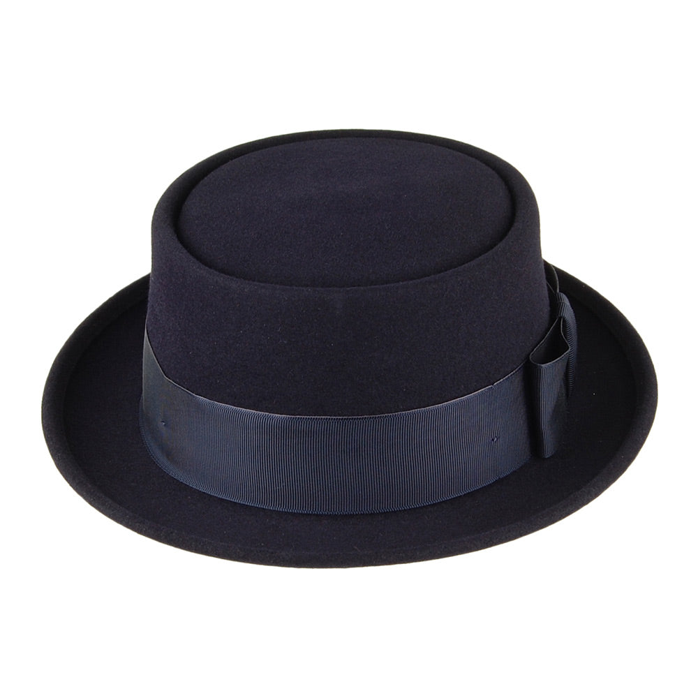 Sombrero Pork Pie Monk de fieltro de piel de Christys - Azul Marino