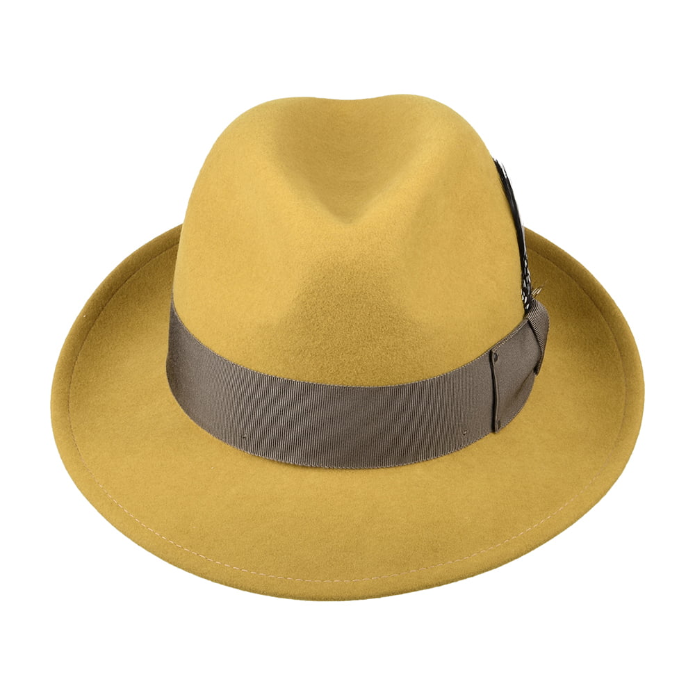 Sombrero Fedora Blixen plegable Repelente al agua de fieltro de lana de Bailey - Mostaza