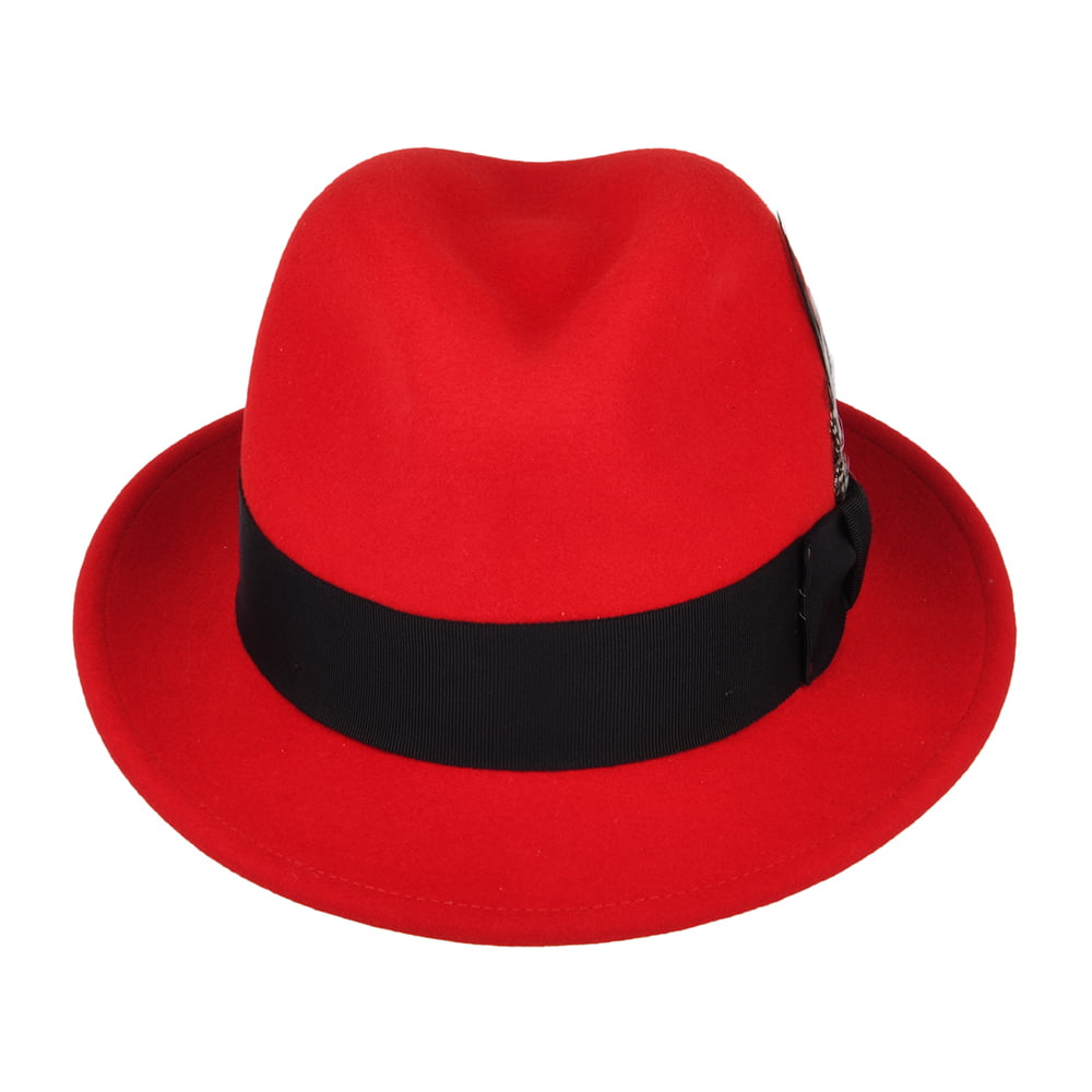 Sombrero Trilby Tino plegable Repelente al agua de fieltro de lana de Bailey - Rojo