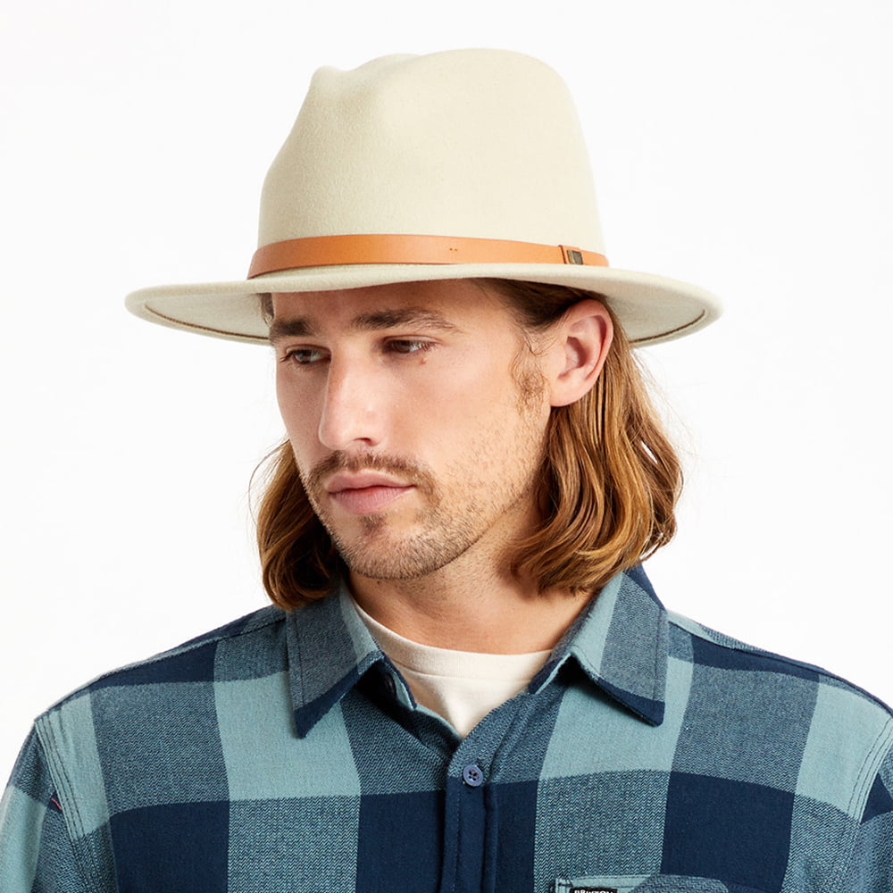 Sombrero Fedora Messer de fieltro de lana de Brixton - Arena Claro