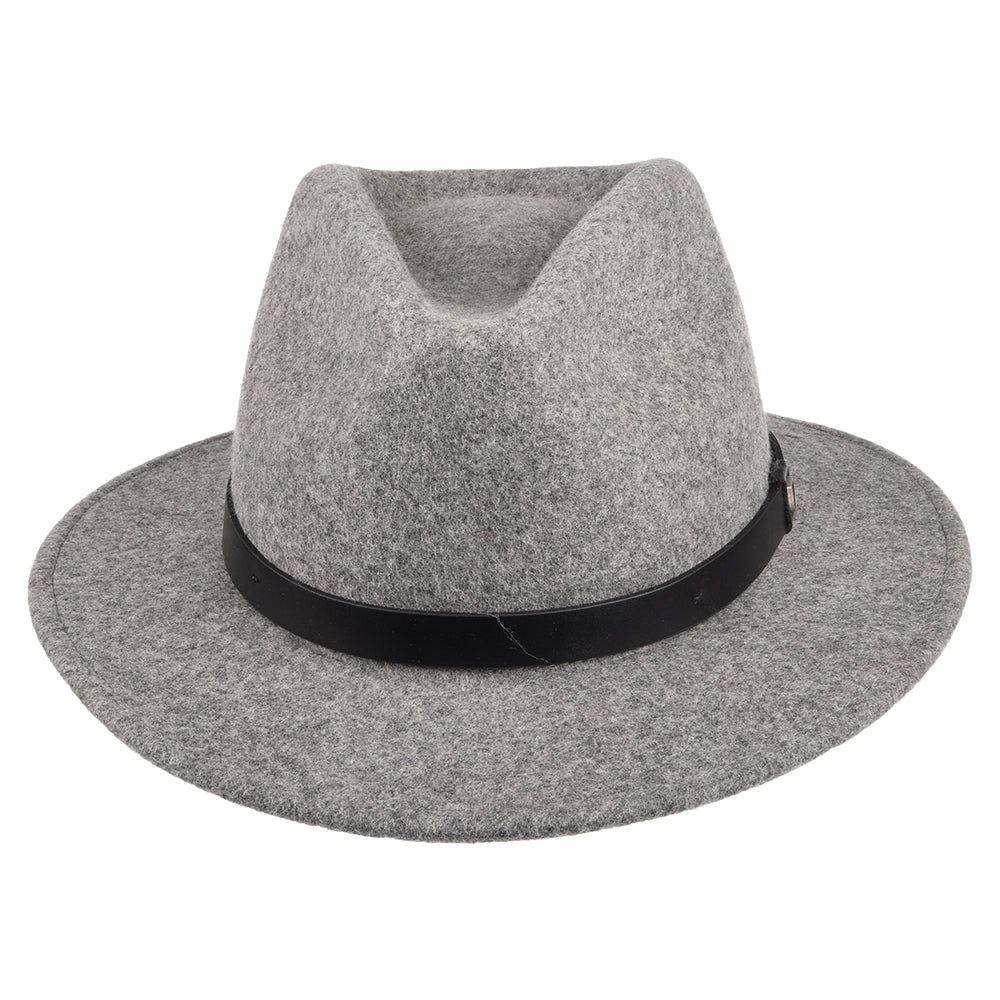 Sombrero Fedora Messer de fieltro de lana de Brixton - Gris Jaspeado