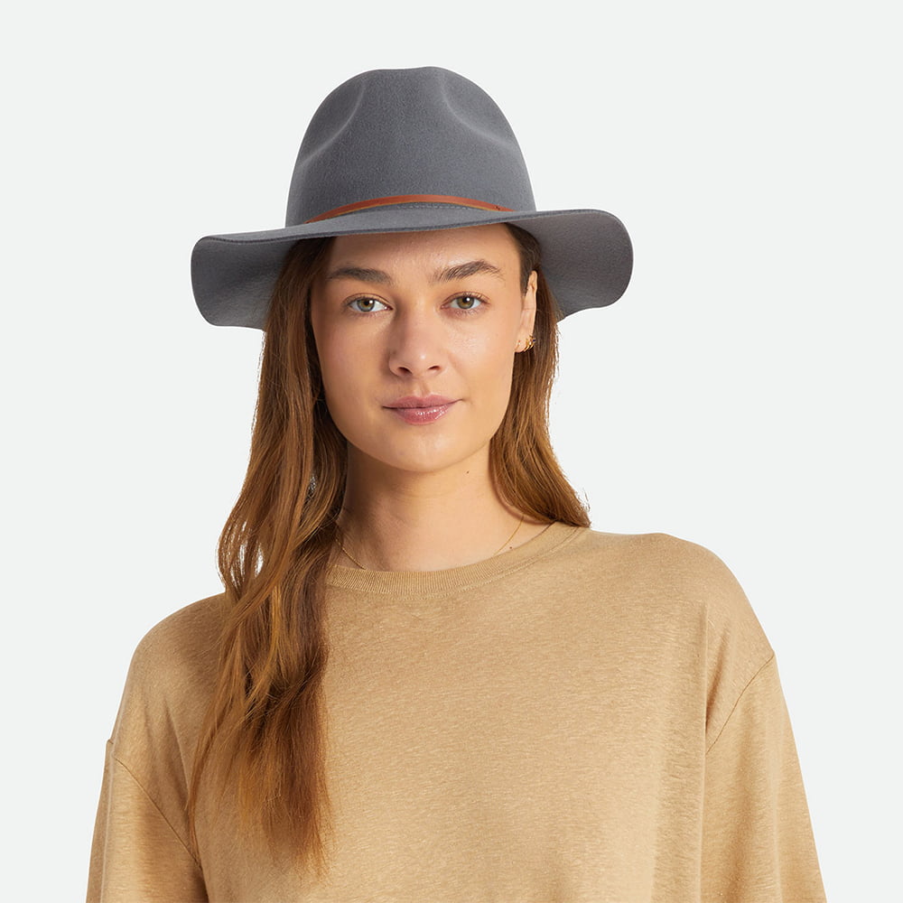 Sombrero Fedora Wesley de fieltro de lana de Brixton - Gris