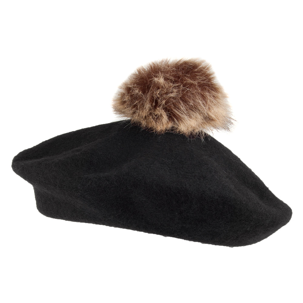 Boina de lana con pompón de Whiteley - Negro