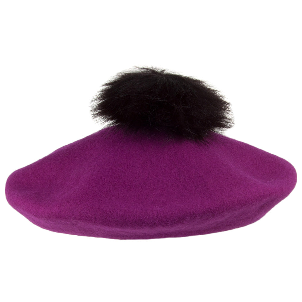 Boina de lana con pompón de Whiteley - Magenta