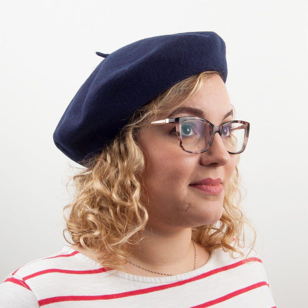 Boina Fashion de lana de Village Hats - Azul Marino