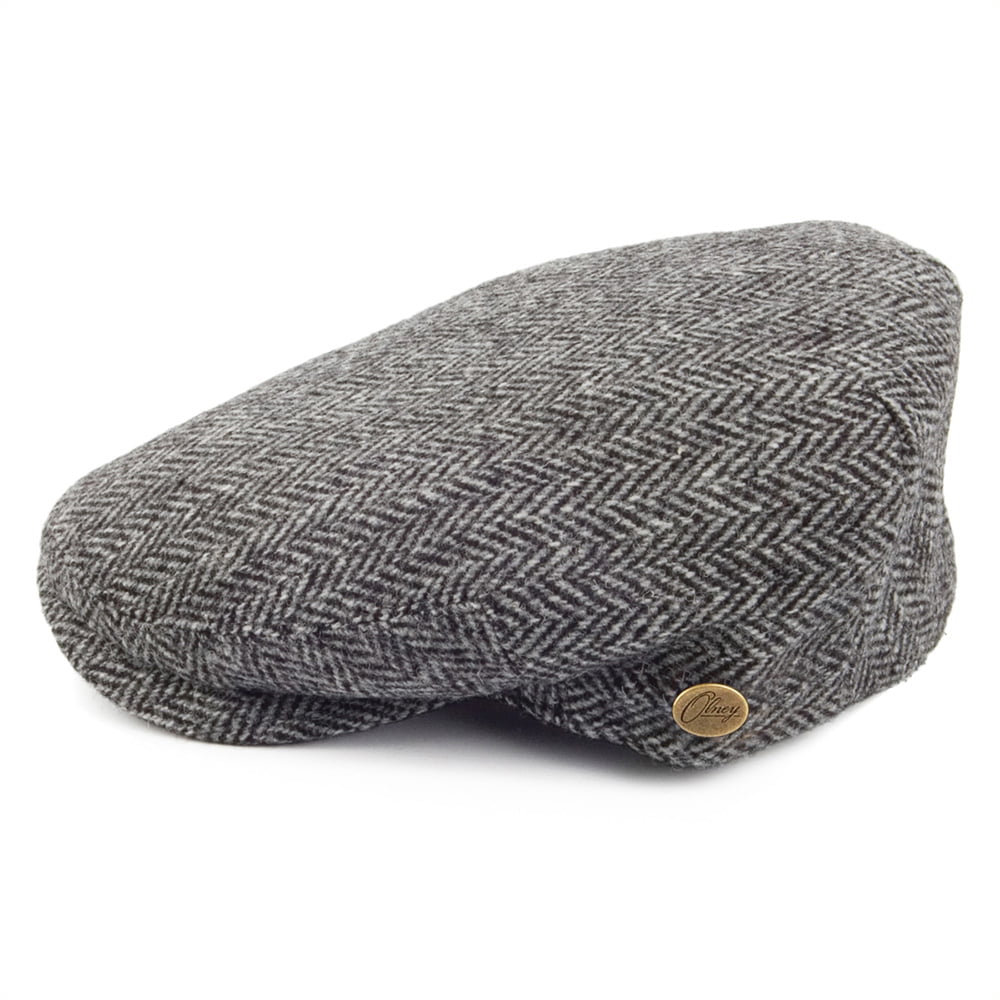 Gorra plana HARRIS TWEED de diseño de espiga de Olney - Gris