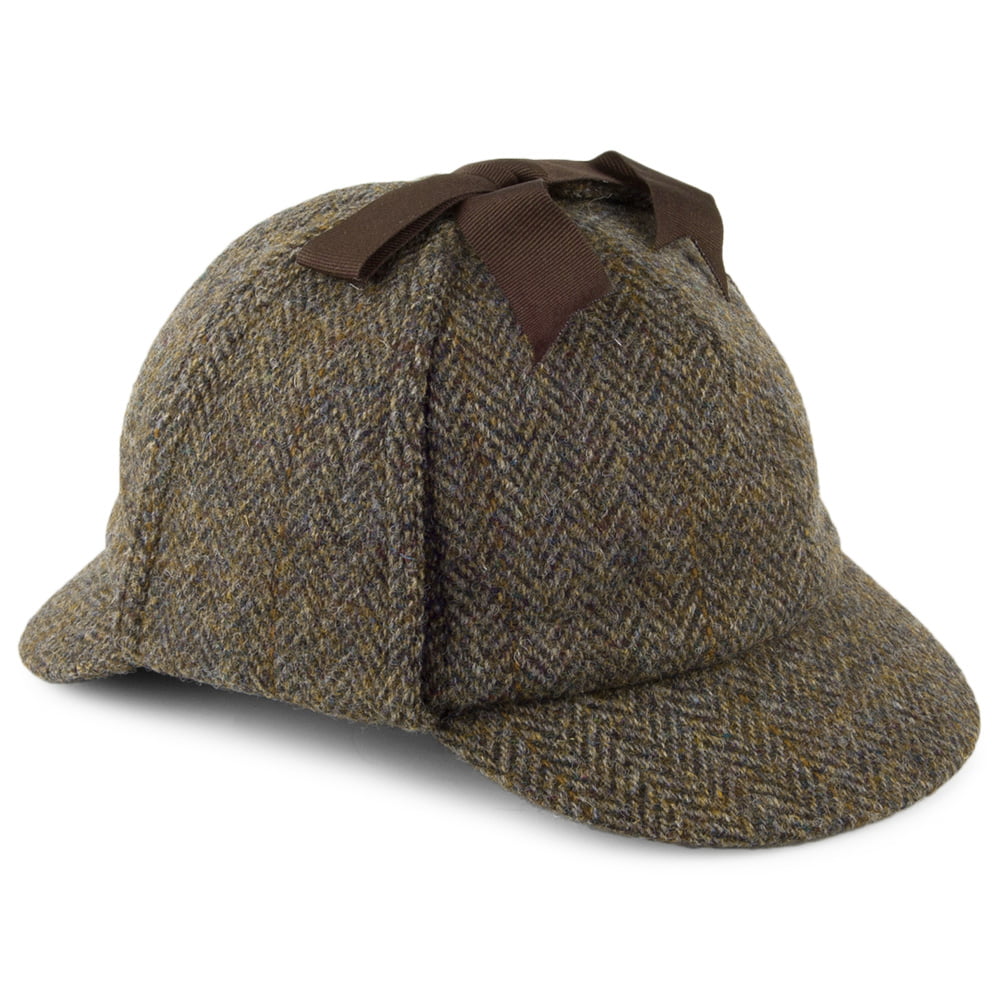 Gorro de cazador Sherlock Holmes de HARRIS TWEED de Failsworth - Oliva-Azul