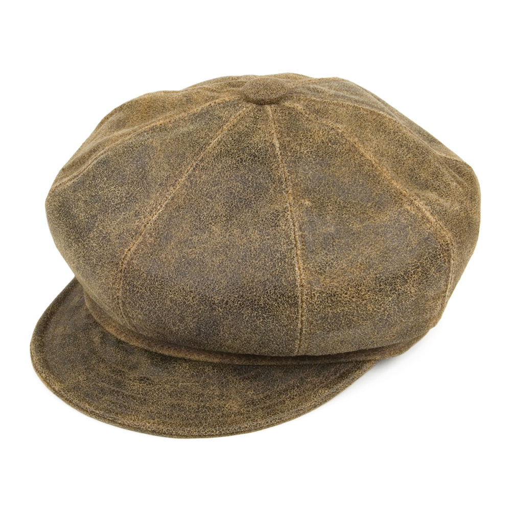 Gorra Baker Boy efecto piel desgastada de New York Hat Co. - Marrón