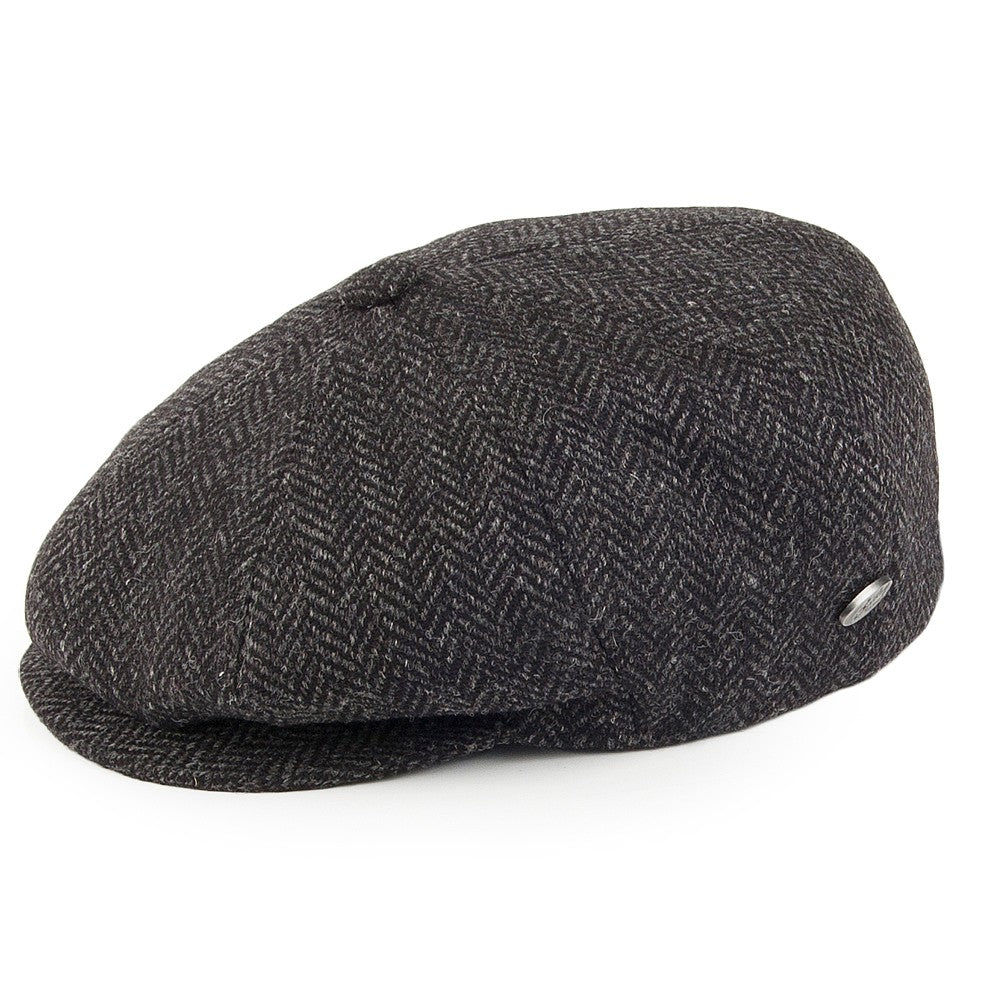 Gorra Newsboy Galvin de lana diseño de espiga de Bailey - Negro
