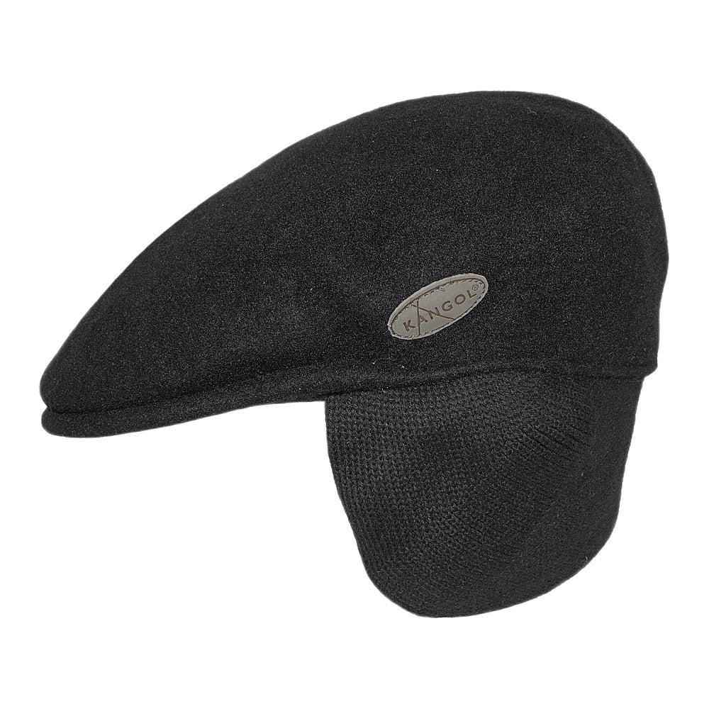 Gorra plana 504 de lana con orejeras de Kangol - Negro
