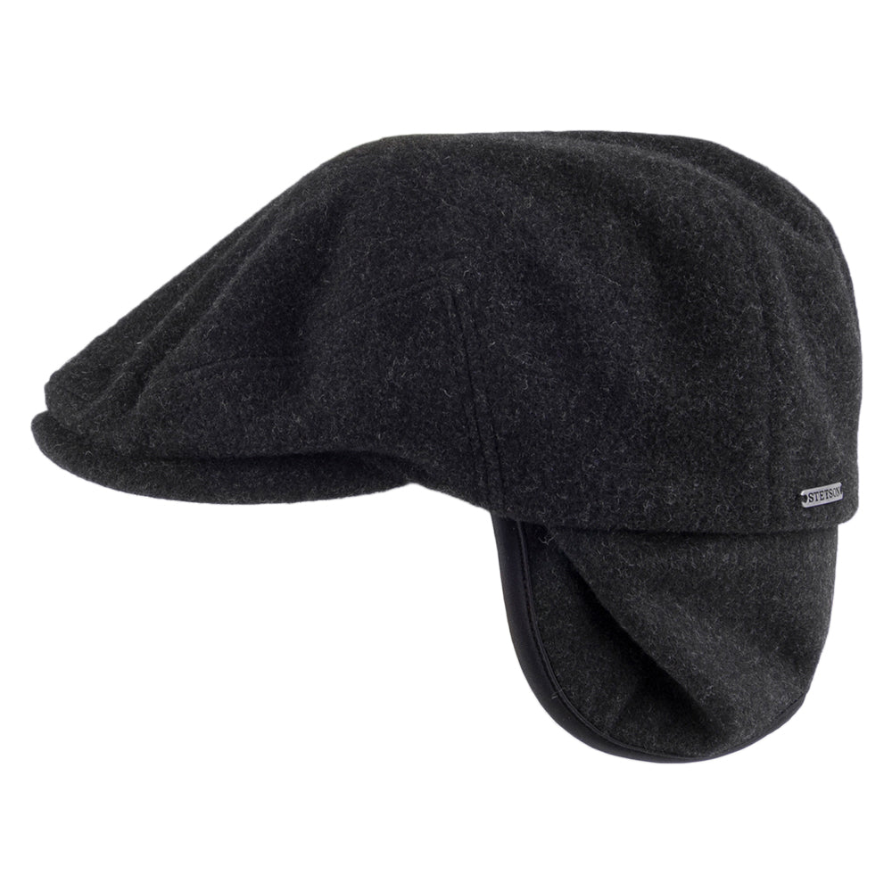 Gorra Plana Kent de lana-cachemira con orejeras de Stetson - Antracita