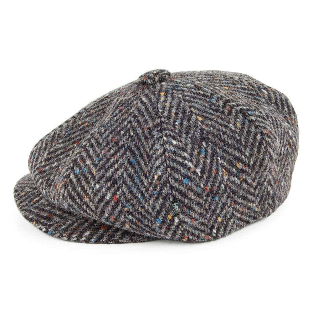 Gorra Newsboy Tweed Donegal diseño de espiga City Sport Antracita-Gris