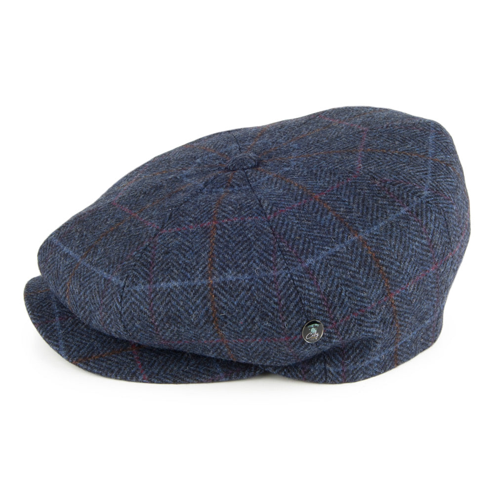 Gorra Newsboy de lana diseño de espiga de City Sport - Azul