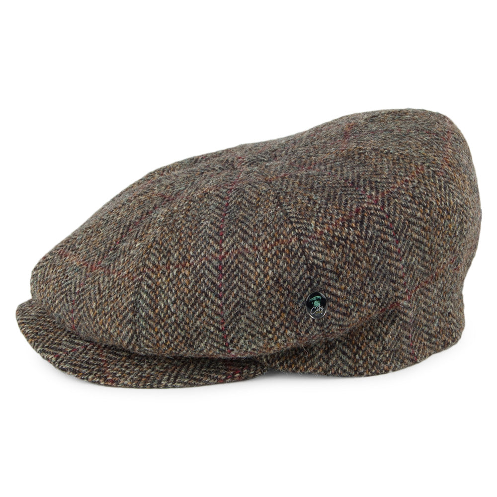 Gorra Newsboy de HARRIS TWEED diseño de espiga de City Sport - Salvia