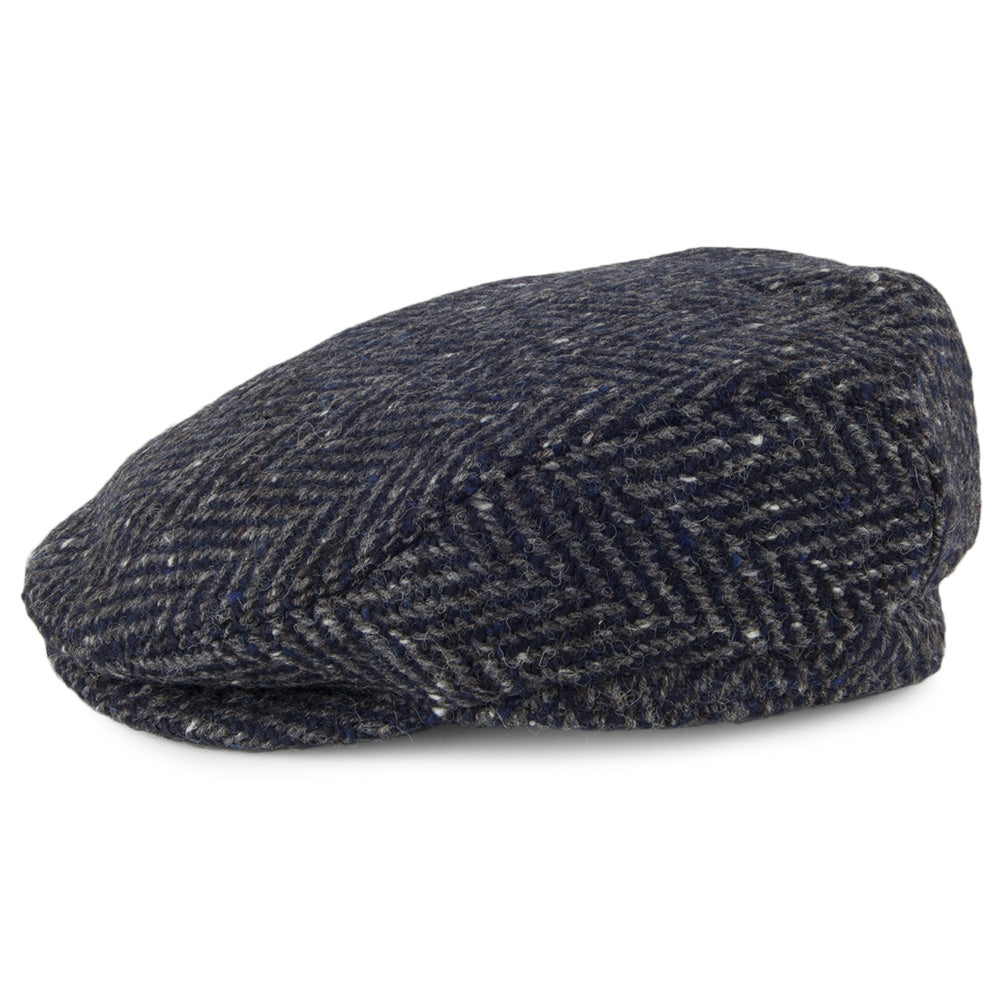Gorra plana Longford de Tweed Donegal de Failsworth - Azul Marino-Gris