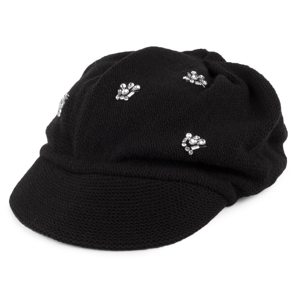 Gorra Baker Boy con strass decorativos de Scala - Negro