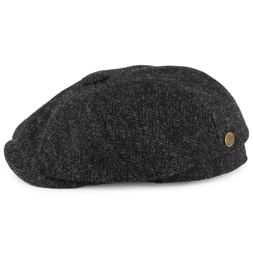 Gorra Newsboy de HARRIS TWEED diseño de espiga de Olney - Antracita