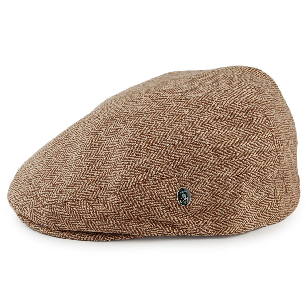 Gorra plana de seda pura diseño de espiga de City Sport - Marrón-Beige Arena