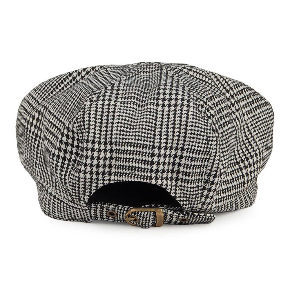 Gorra Newsboy Boy Meets Girl cuadros escoceses de Betmar - Negro-Blanco