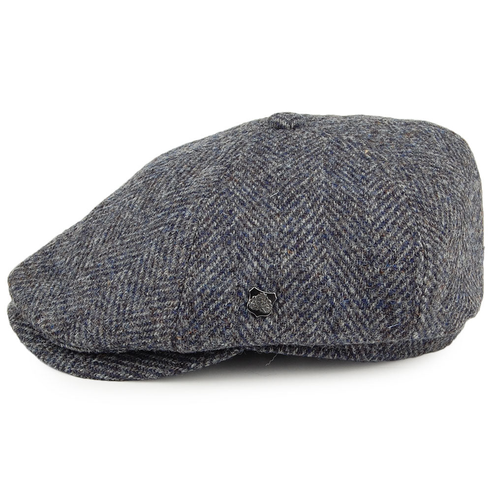 Gorra Newsboy Hudson tweed harris diseño espiga Failsworth Azul-Gris