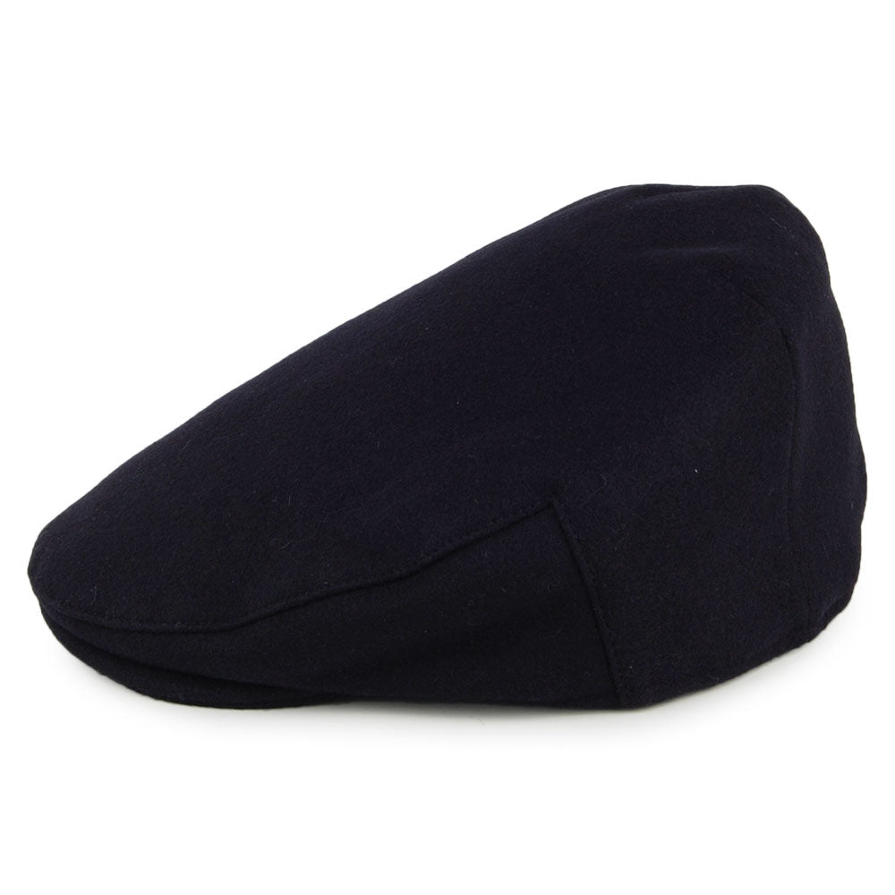 Gorra plana Balmoral de lana melton de Christys - Azul Marino