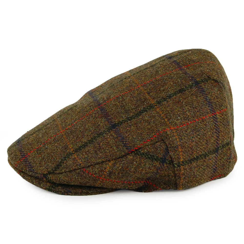 Gorra plana Country Tweed de Christys - Verde Oliva-Marrón