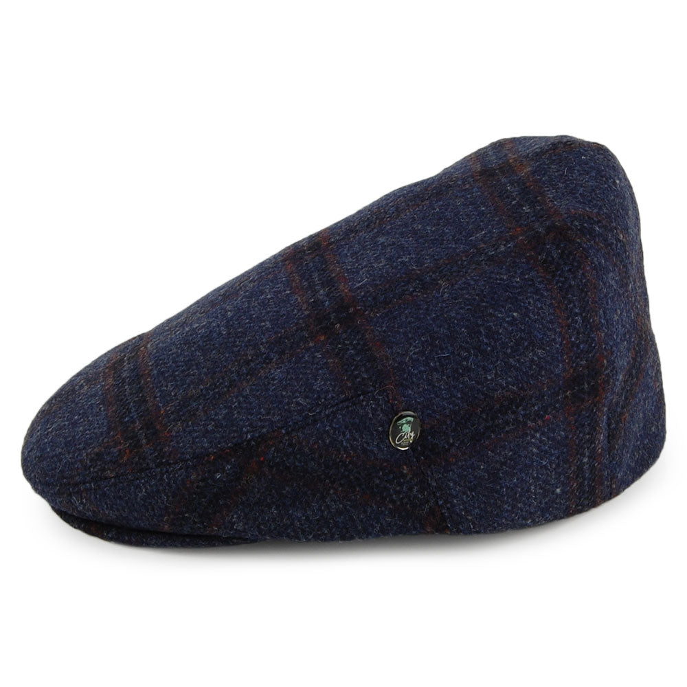 Gorra plana de lana virgen inglesa a cuadros de City Sport - Azul
