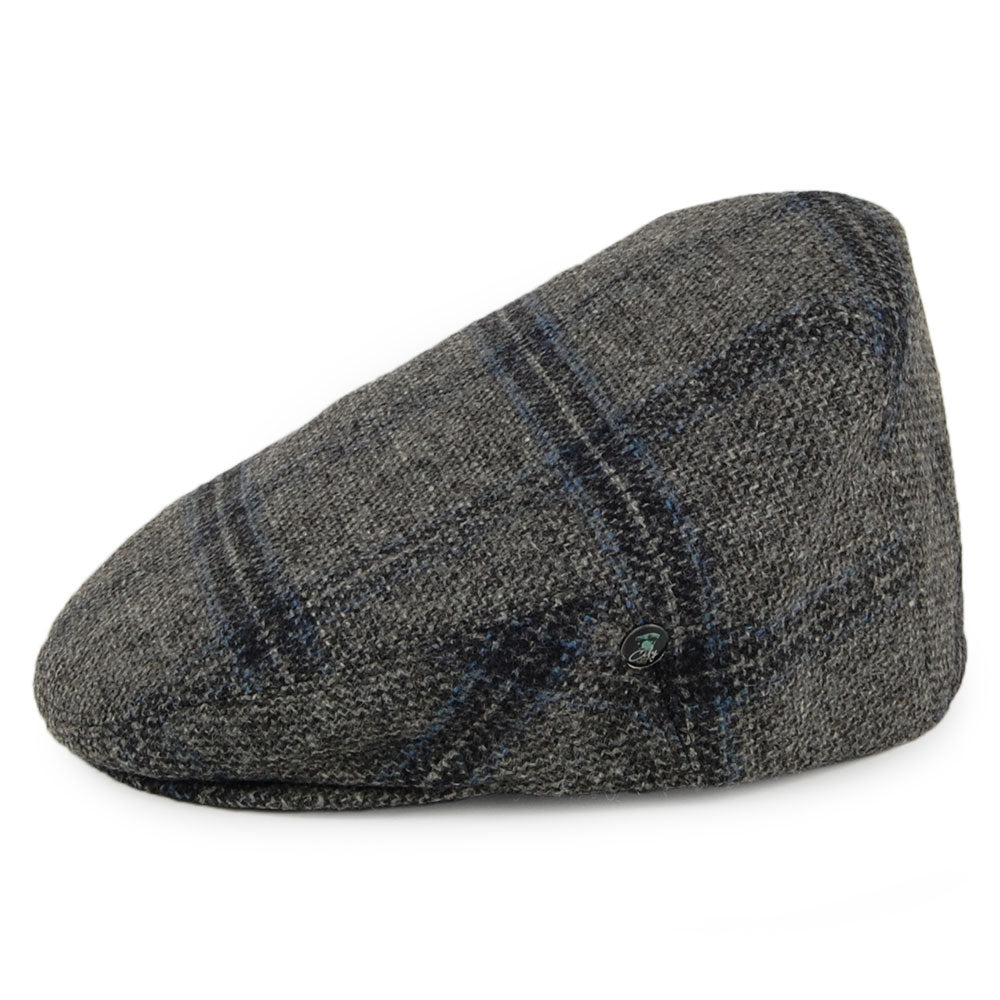 Gorra plana de lana virgen inglesa a cuadros de City Sport - Gris