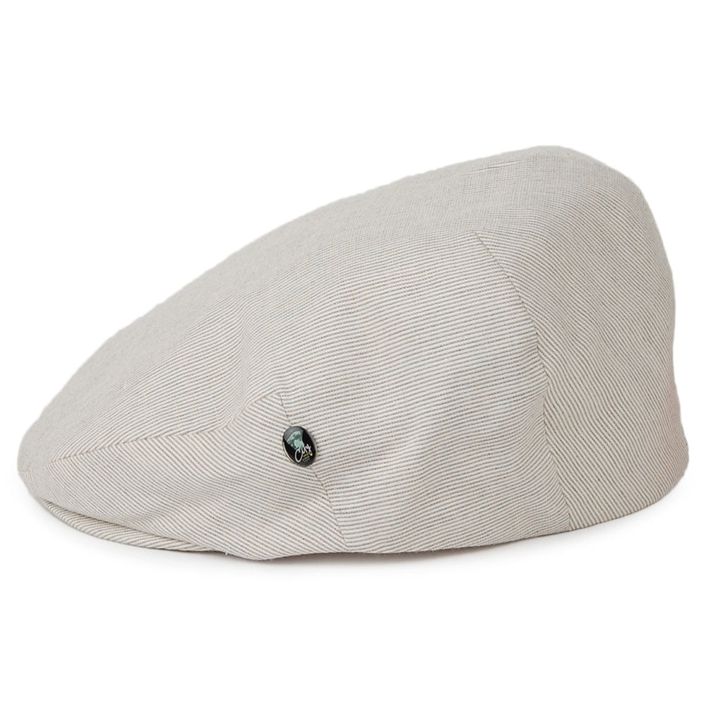 Gorra plana Promo de lino rayado de City Sport - Crema-Beige Arena