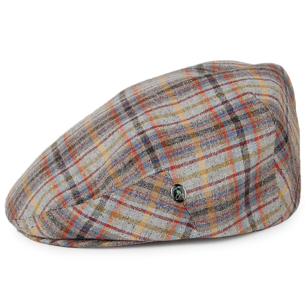 Gorra plana de lino-seda a cuadros de City Sport - Multicolor