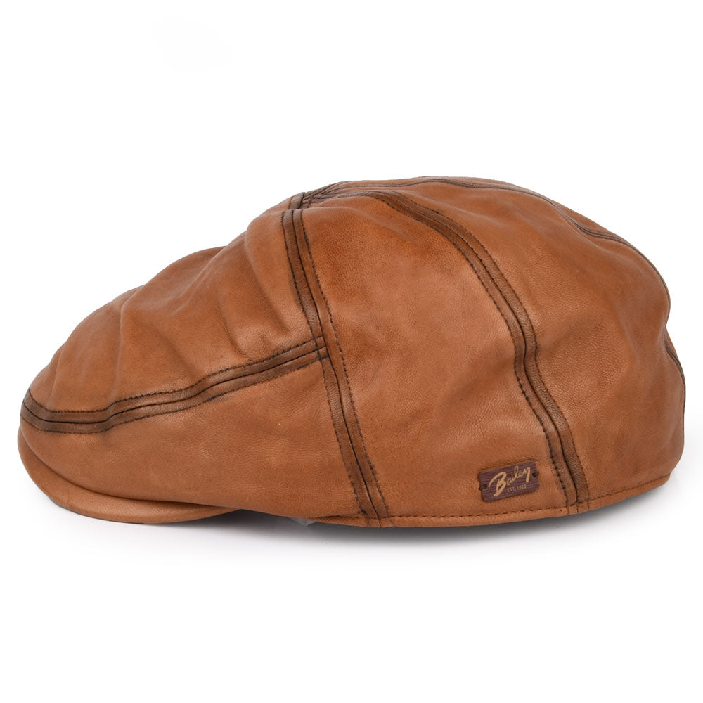 Gorra plana Glasby de piel de Bailey - Marrón