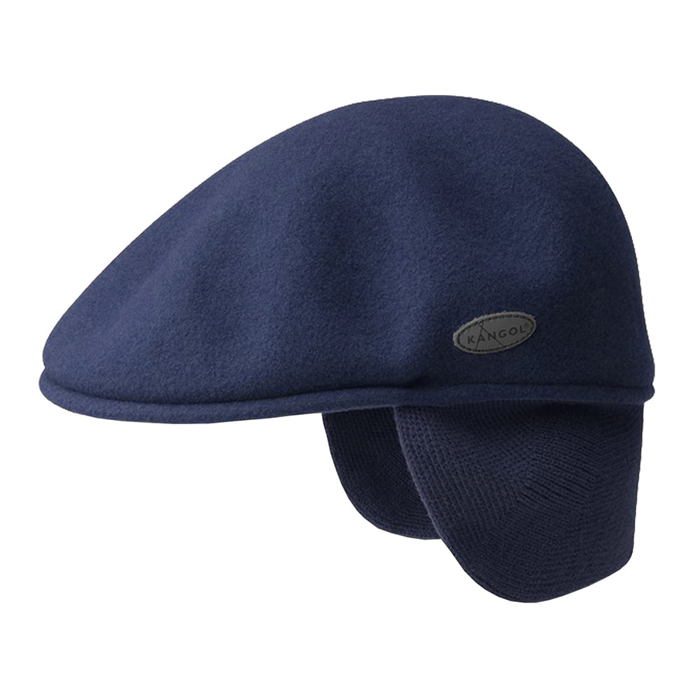 Gorra plana 504 Earflaps de lana de Kangol - Azul Marino
