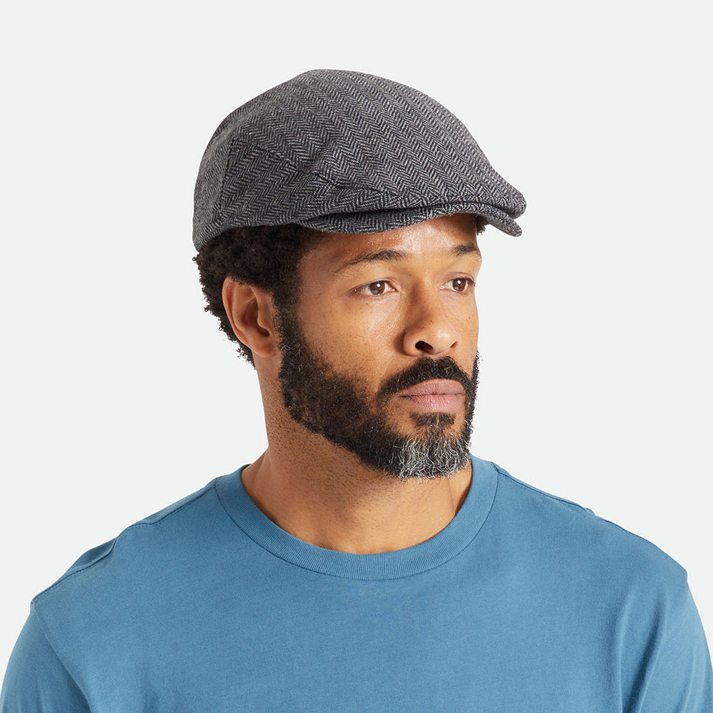 Gorra plana Hooligan II diseño de espiga de Brixton - Gris-Negro