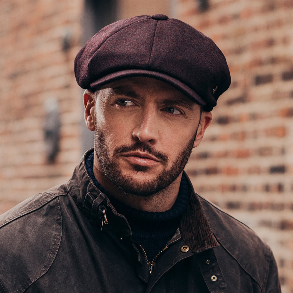Gorra Newsboy Alfie de Melton de Failsworth - Merlot