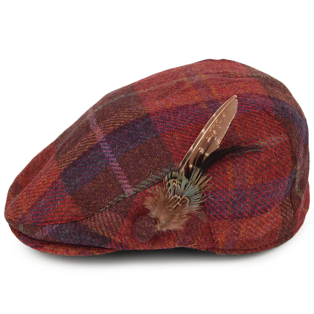 Gorra plana pluma de lana británica Tela escocesa de Failsworth - Burdeos