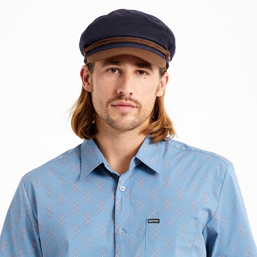 Gorra marinera de algodón encerado de Brixton - Azul Marino-Marrón