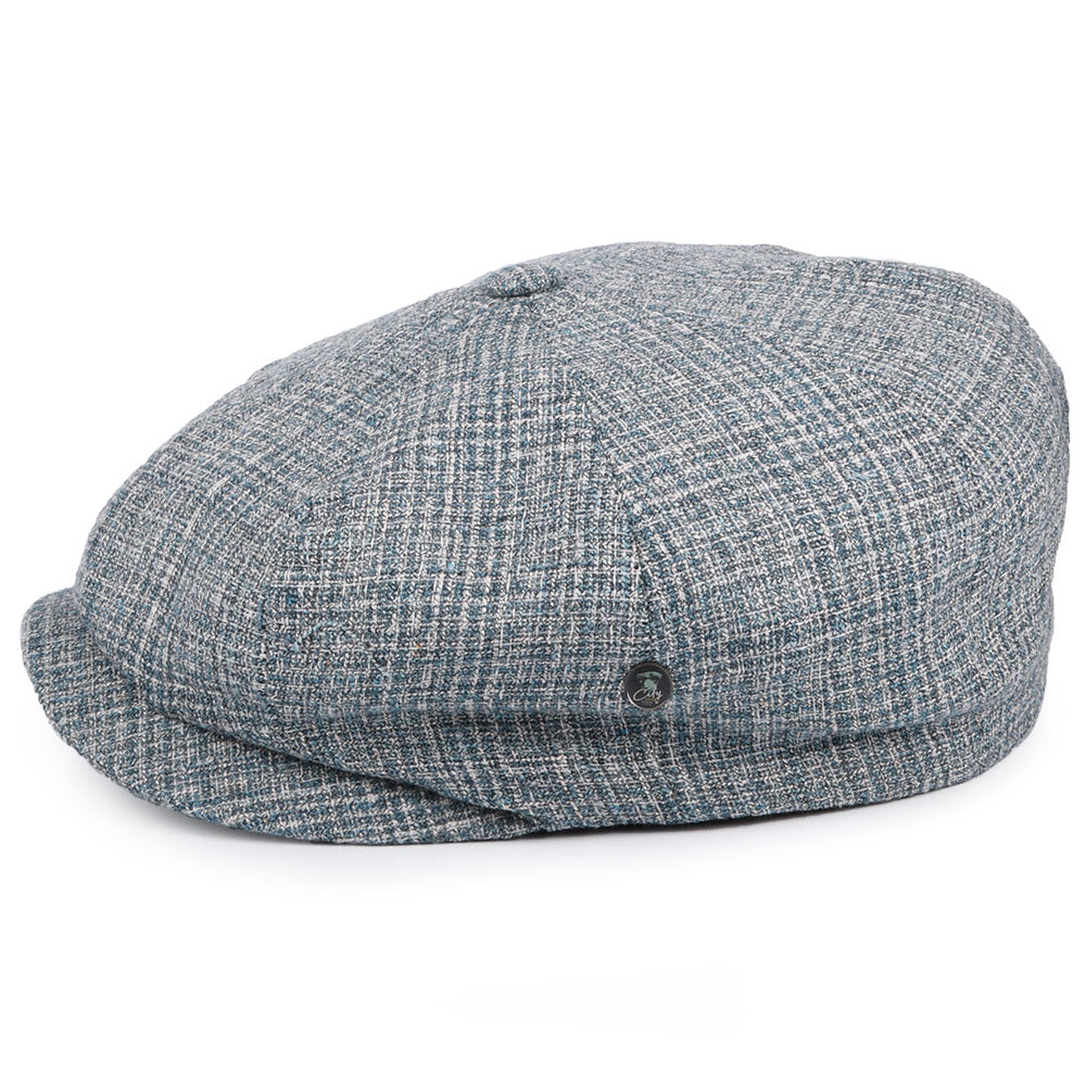 Gorra Newsboy de seda-lana a cuadros de City Sport - Azul