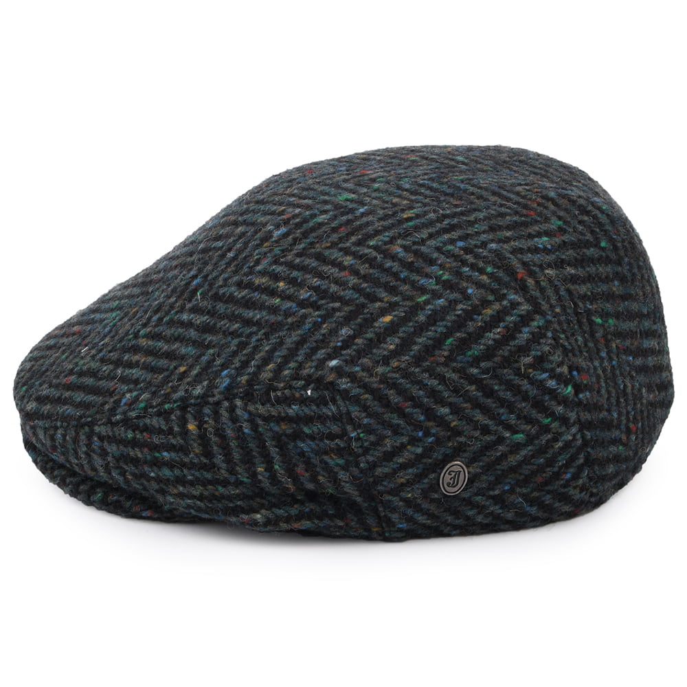 Gorra plana Stravalley de Tweed Donegal diseño de espiga de Jaxon & James - Mezcla de Azules