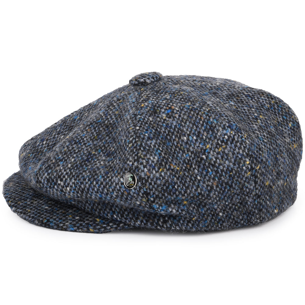 Gorra Newsboy de Tweed Donegal Mezcla de tonos de City Sport - Azul