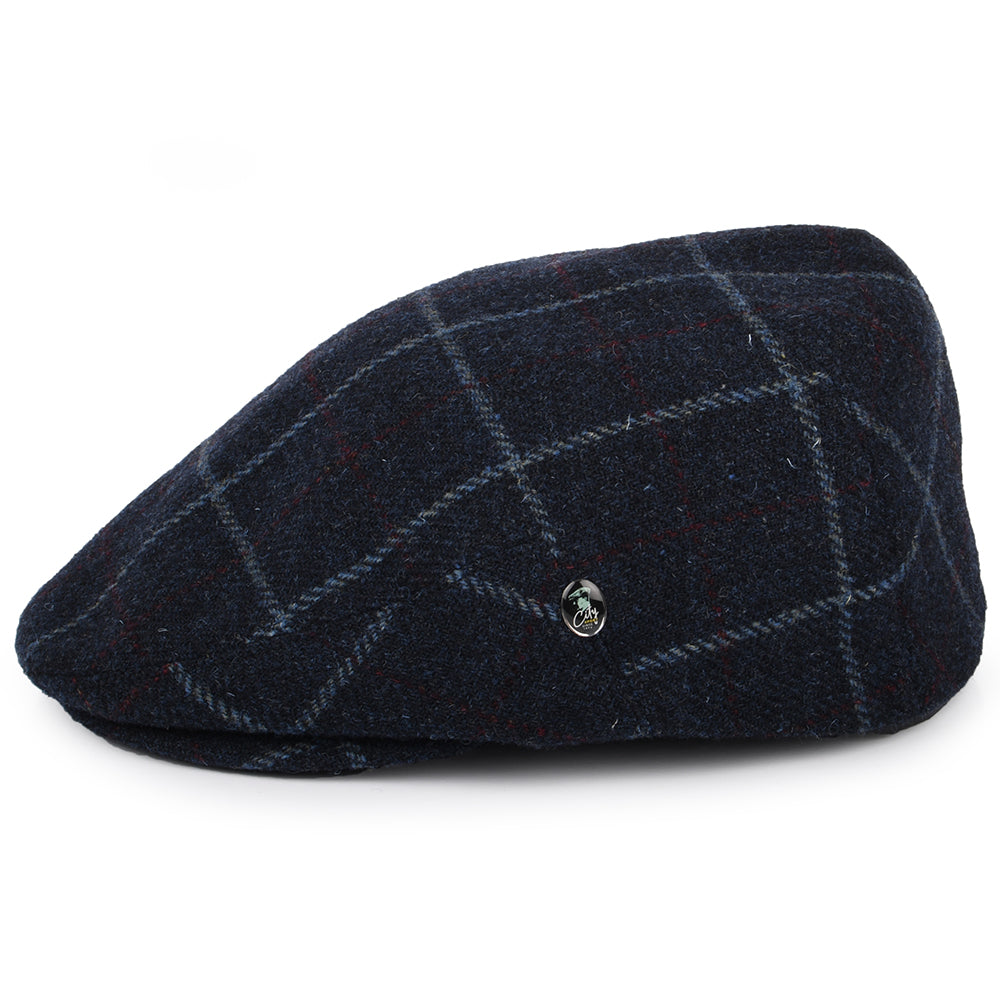 Gorra plana vieja de lana virgen a cuadros de City Sport - Azul Marino
